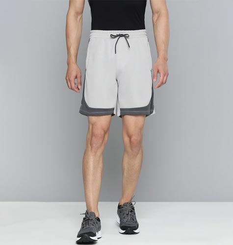 Men Grey Colourblocked Slim Fit Training or Gym Sports Shorts